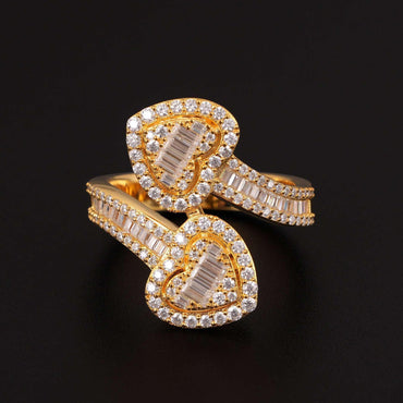 Heart Moissanite Hip Hop Ring | S925 Silver D-Color Step-Cut Unisex Iced Out Jewelry - CaratixJewelry