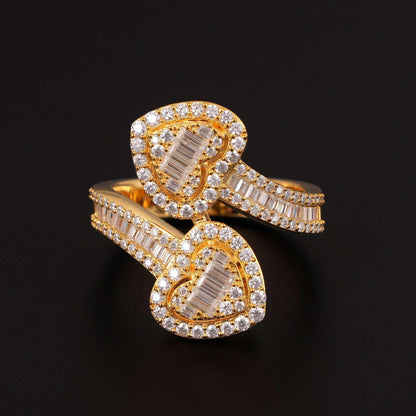 Heart Moissanite Hip Hop Ring | S925 Silver D-Color Step-Cut Unisex Iced Out Jewelry - CaratixJewelry