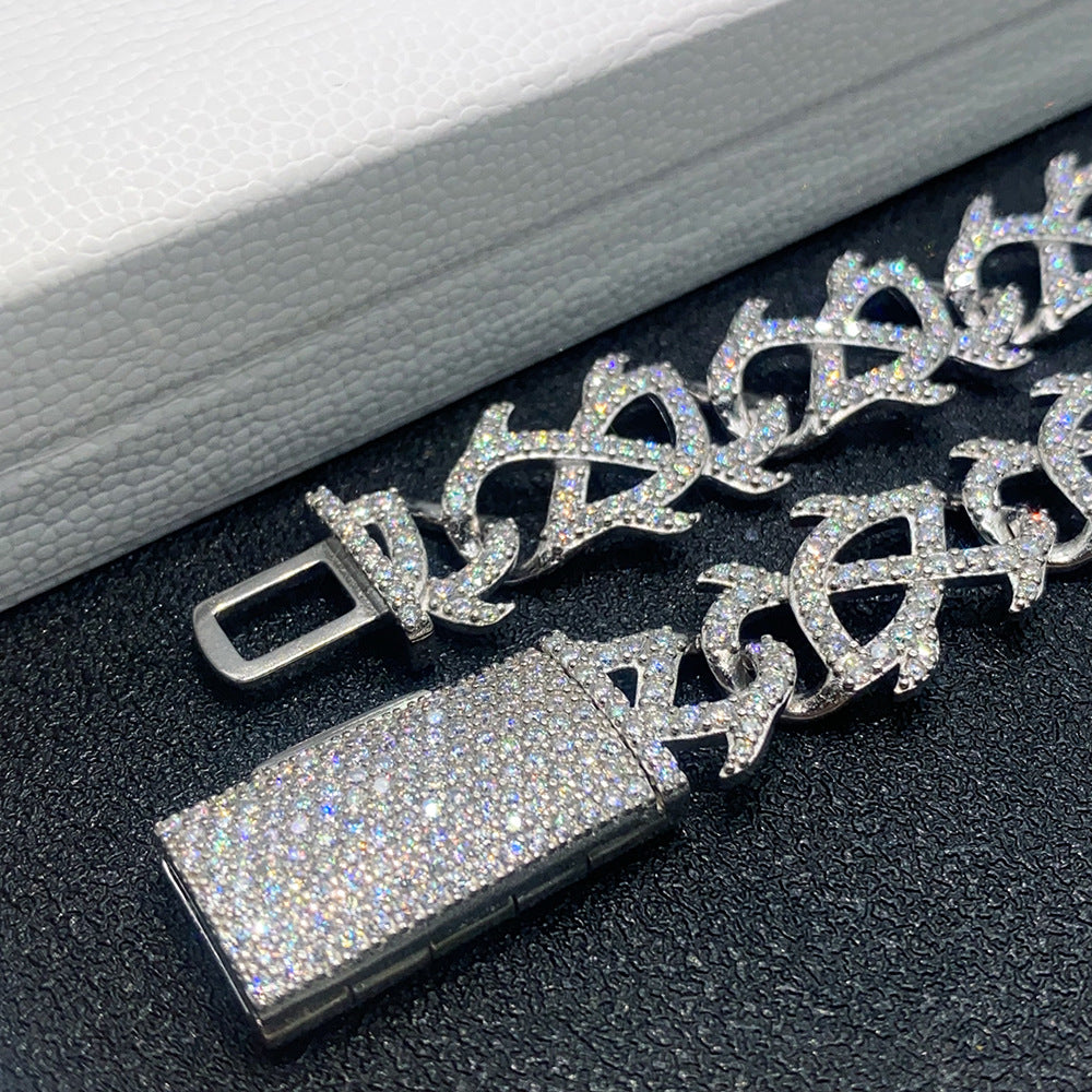 15mm S925 Sterling Silver Moissanite Cuban Link Chain | Heavyweight Iced Out Necklace | Caratix