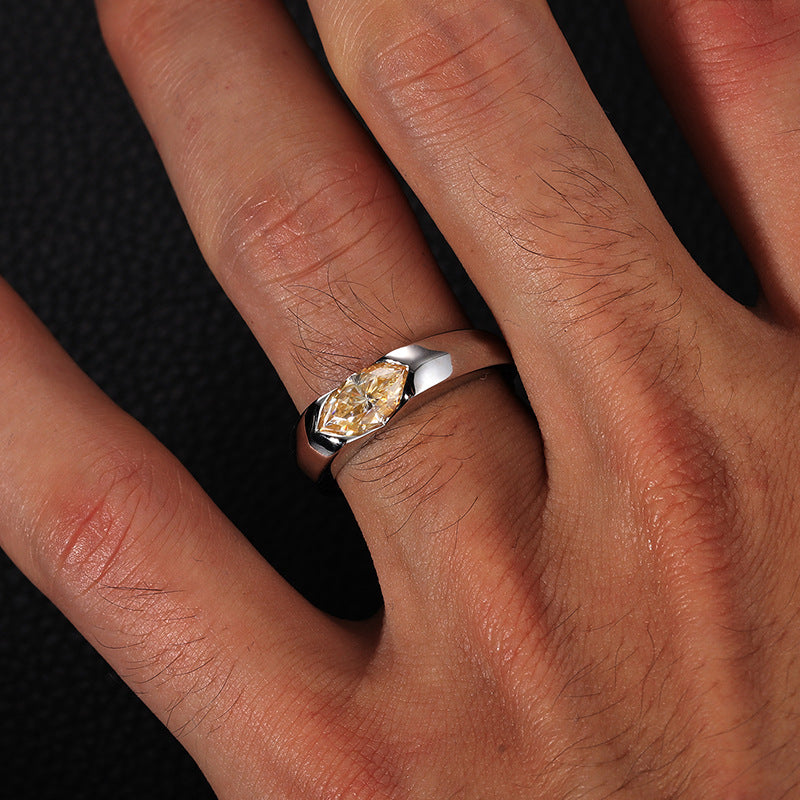 Moissanite Eye of Horus Ring 925 Silver Adjustable | Caratix
