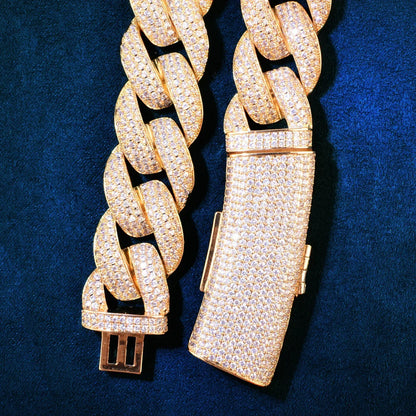 20mm Iced Out Cuban Chain with Long Clasp Copper Zircon - CaratixJewelry