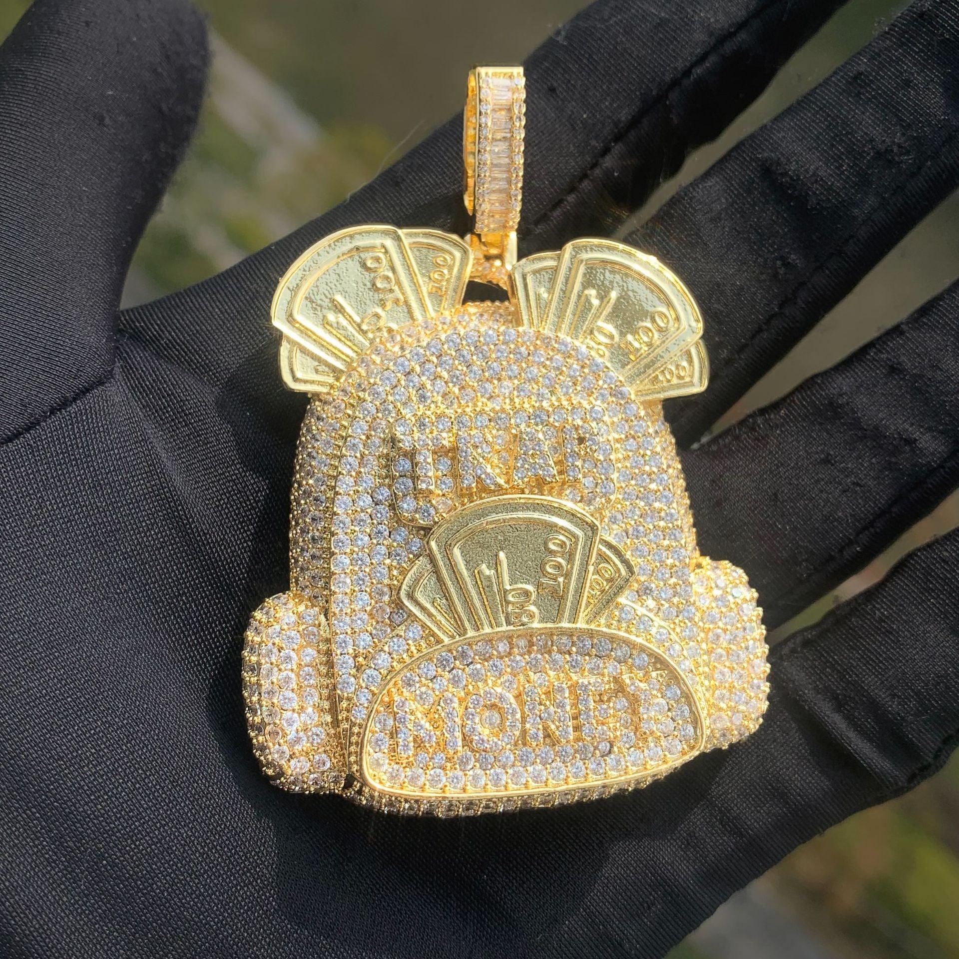 Iced Out Backpack Pendant Necklace for Men – Hip Hop CZ Trendy Streetwear Jewelry - CaratixJewelry