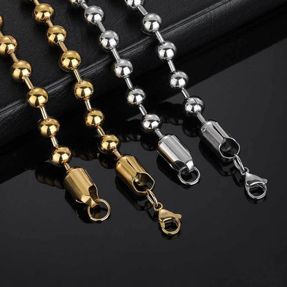 8mm Stainless Steel Ball Chain Necklace Hip Hop Style for Men | Caratix Jewelry - CaratixJewelry