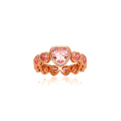 Luxury Heart-Shaped Pave Ring | Continuous Love Motif Band | Caratix
