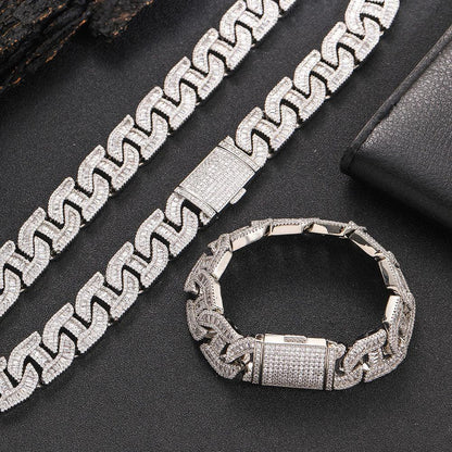 16mm T-Shaped Zircon Cuban Link Bracelet - CaratixJewelry