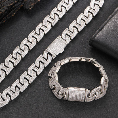 16mm Pig Nose Cuban Chain Mixed Set Zircon - CaratixJewelry