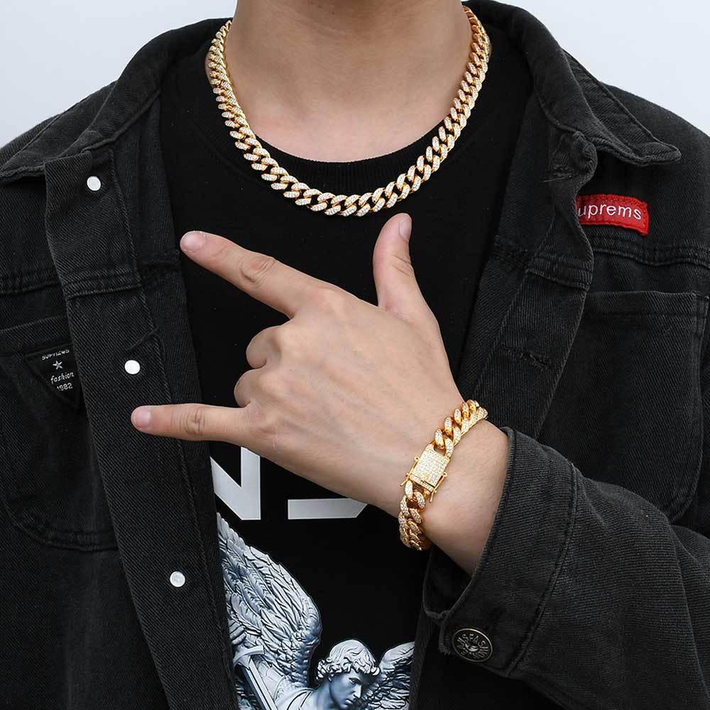 12mm Iced Out Cuban Chain High Quality Zircon Rapper Necklace - CaratixJewelry