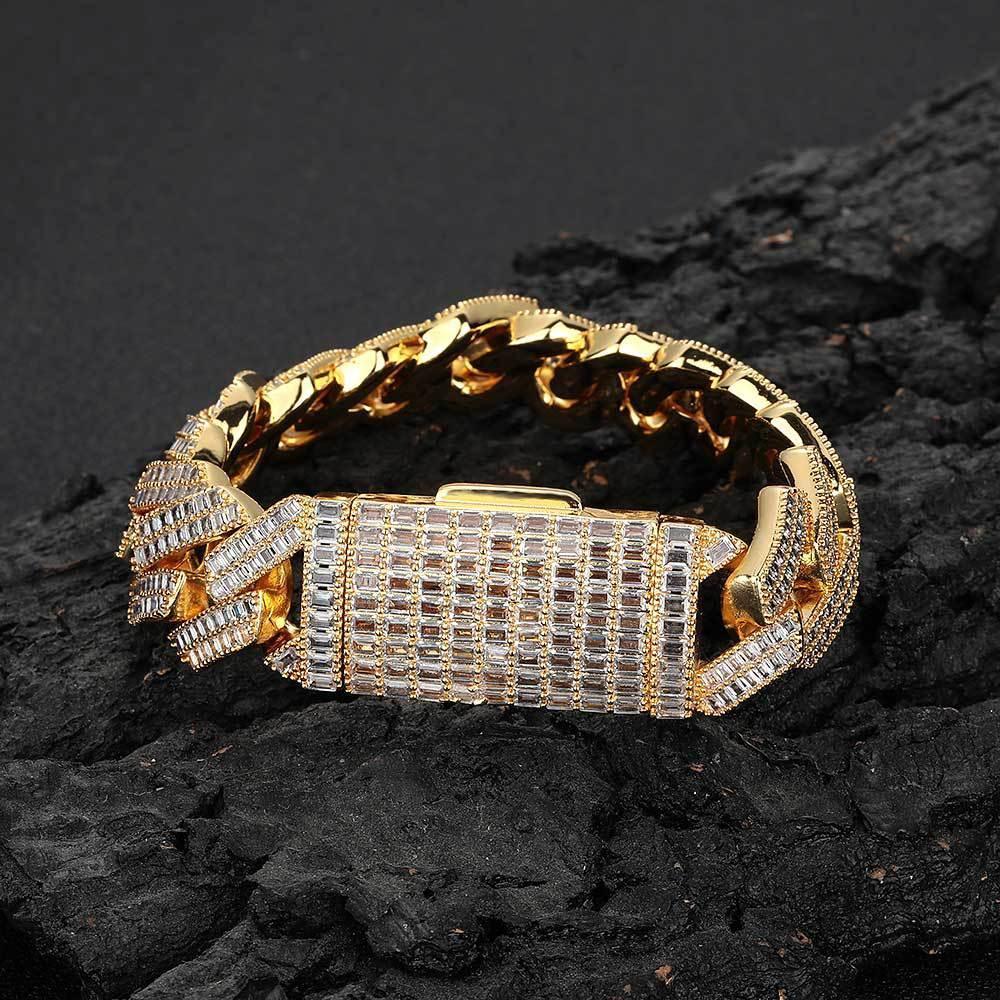 20mm Double Row T-Cut Zircon Cuban Link Bracelet - CaratixJewelry