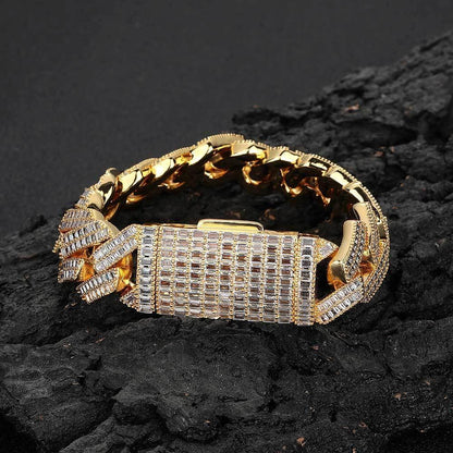 20mm Double Row T-Cut Zircon Cuban Link Bracelet - CaratixJewelry
