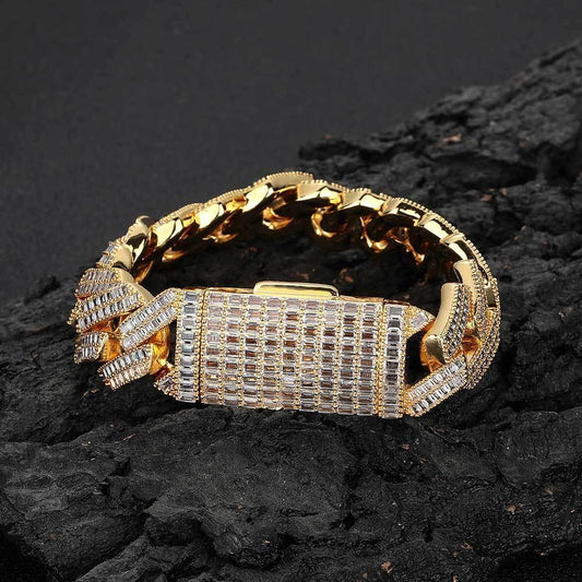 20mm Double Row T-Cut Zircon Cuban Link Bracelet - CaratixJewelry