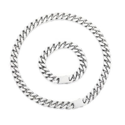 Stainless Steel Titanium Four-Side Polished Cuban Link Hip Hop Necklace for Men | Caratix Jewelry - CaratixJewelry