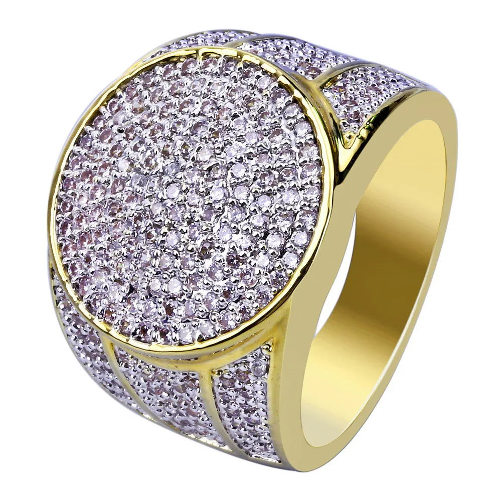 Men's Oval Iced Out Business Ring | Luxury Pave Zirconia Band | Caratix