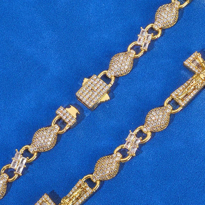 8mm Iced Out Bead Chain Cross Necklace T-Cut Zircon Rapper Iced Out Chain Style | Caratix Jewelry - CaratixJewelry