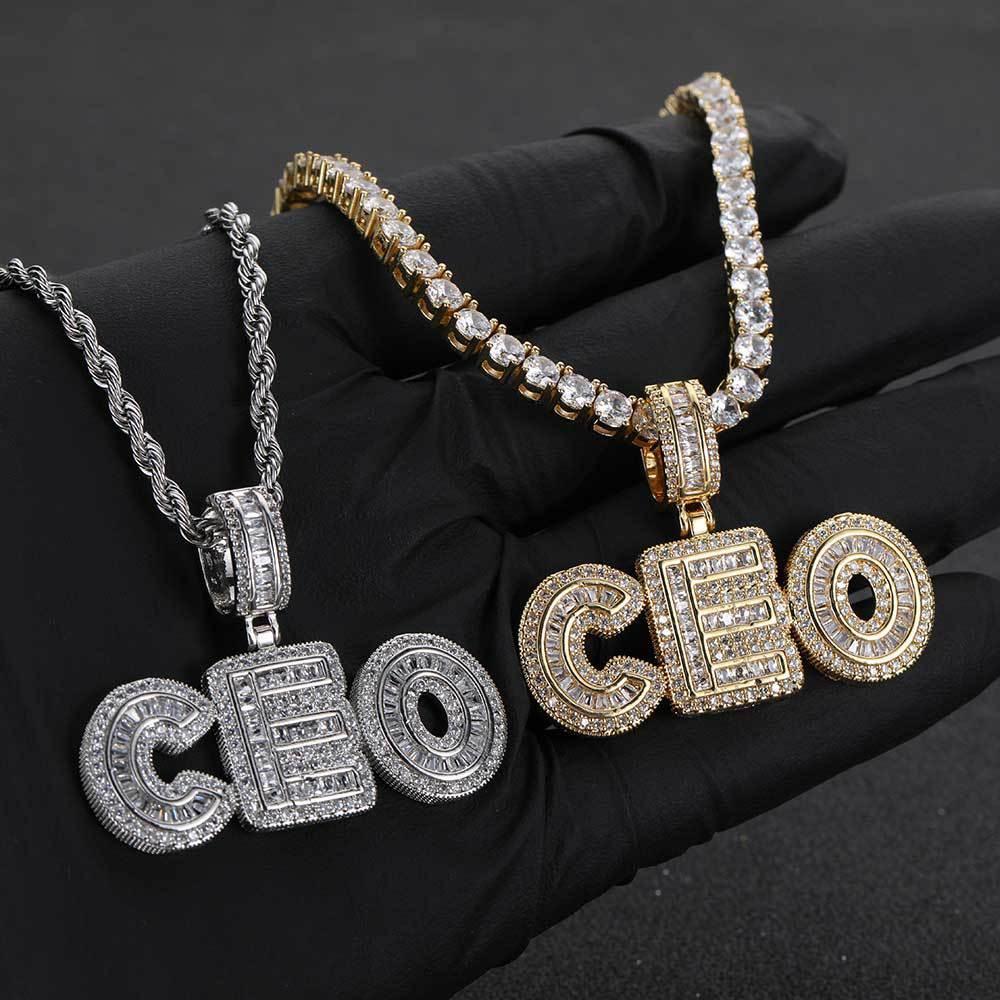 Custom Iced-Out Letter & Number Pendant Necklace with Micro-Pave Zircon Stones for Men and Women | Caratix Jewelry - CaratixJewelry