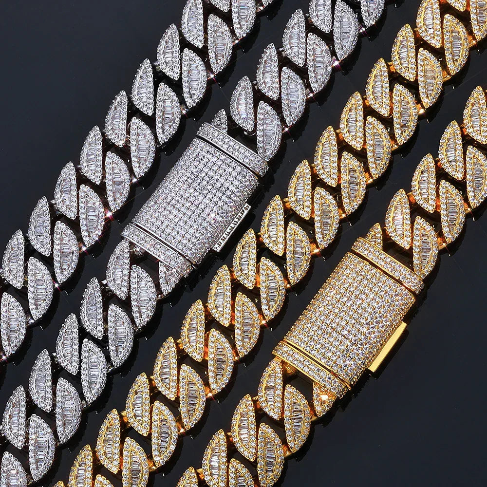 Custom 20mm Baguette Mixed-Cut Cuban Link Heavyweigh - CaratixJewelry
