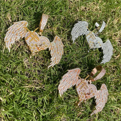 Unisex Angel Wings Love Necklace | Premium Copper CZ Freedom Jewelry - CaratixJewelry