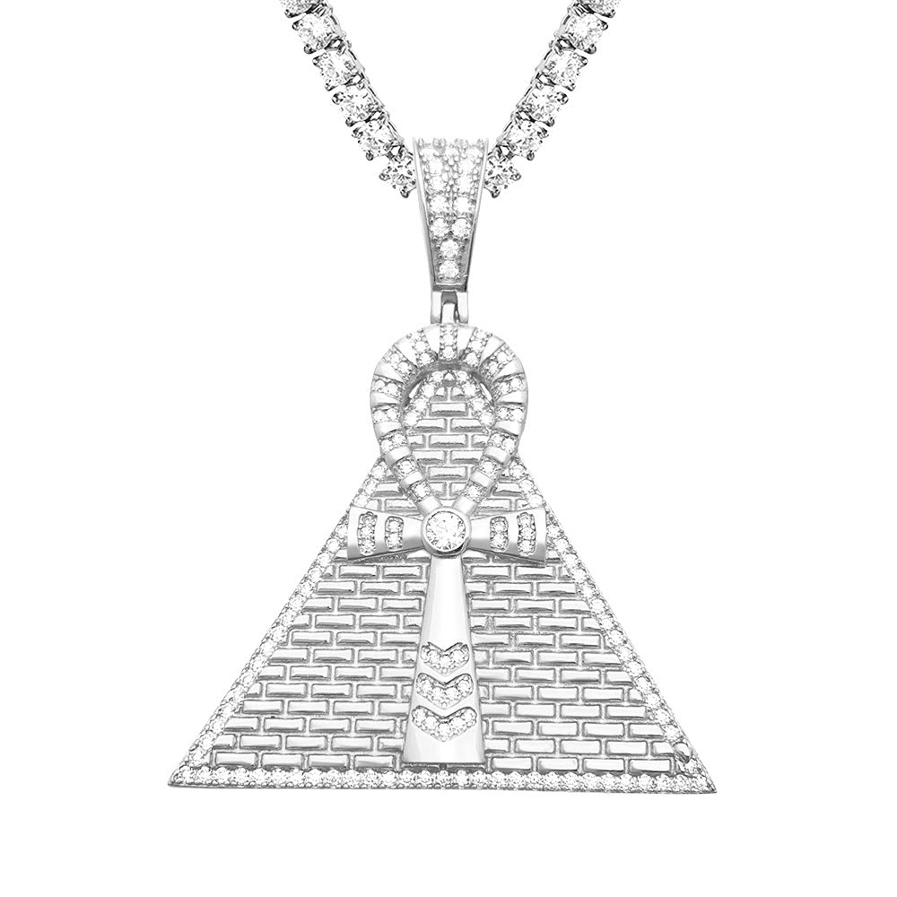 S925 Sterling Silver Moissanite Pyramid Pendant | Iced Out Egyptian Charm | Caratix