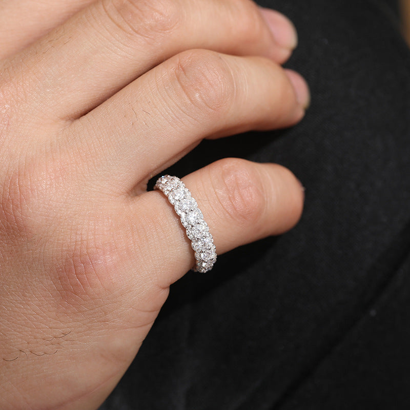 Moissanite Ice Cube Ring 925 Sterling Silver Band | Caratix