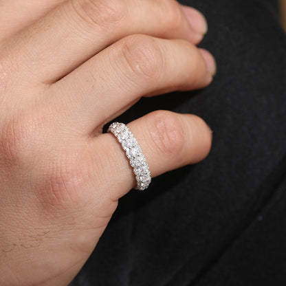 Moissanite Ice Cube Ring 925 Sterling Silver Band | Caratix