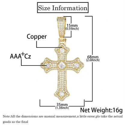 Custom Full Cross Pendant Necklace with Micro-Pave Zircon Stones for Men | Caratix Jewelry - CaratixJewelry