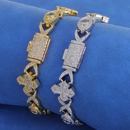 Iced Out Eye Cross Zircon Hip Hop Jewelry Bracelet for Men | Caratix Jewelry - CaratixJewelry