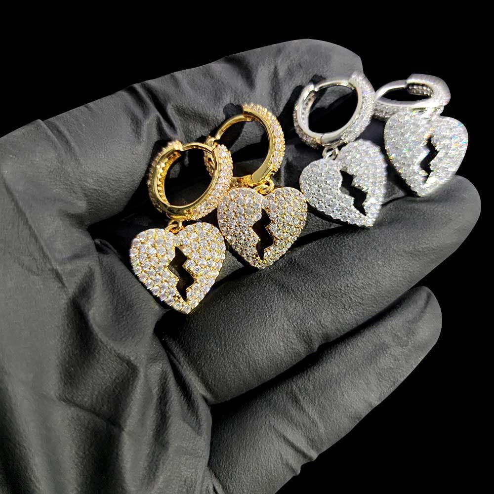 DIY Heartbreak Earrings with Micro-Pave Zircon Stones for Men | Trendy Hip Hop Jewelry | Caratix Jewelry - CaratixJewelry
