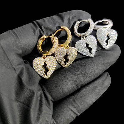 DIY Heartbreak Earrings with Micro-Pave Zircon Stones for Men | Trendy Hip Hop Jewelry | Caratix Jewelry - CaratixJewelry