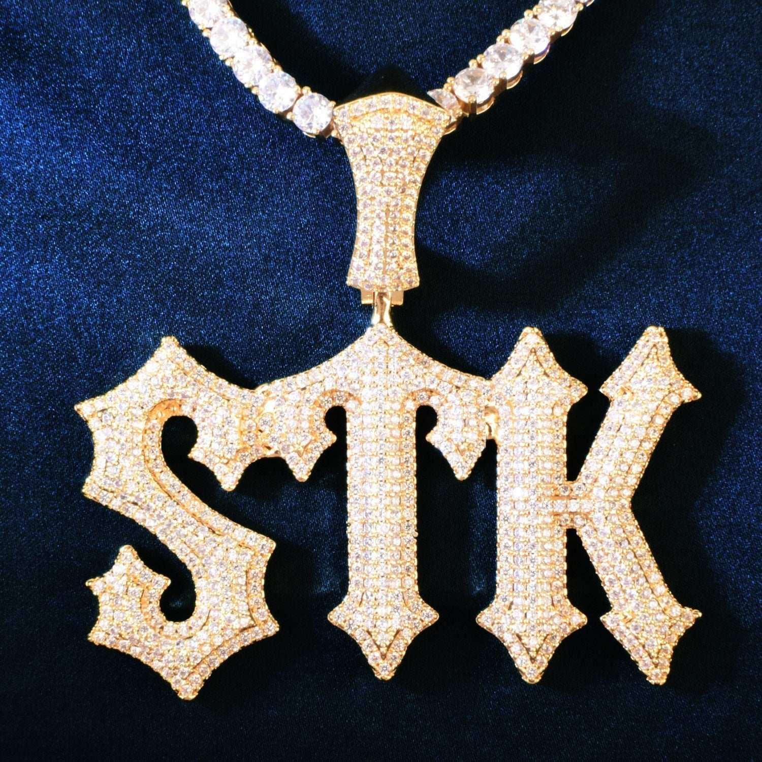Spiked Iced Out Letter Pendant | CZ Hip Hop DIY Custom Initial Necklace - CaratixJewelry