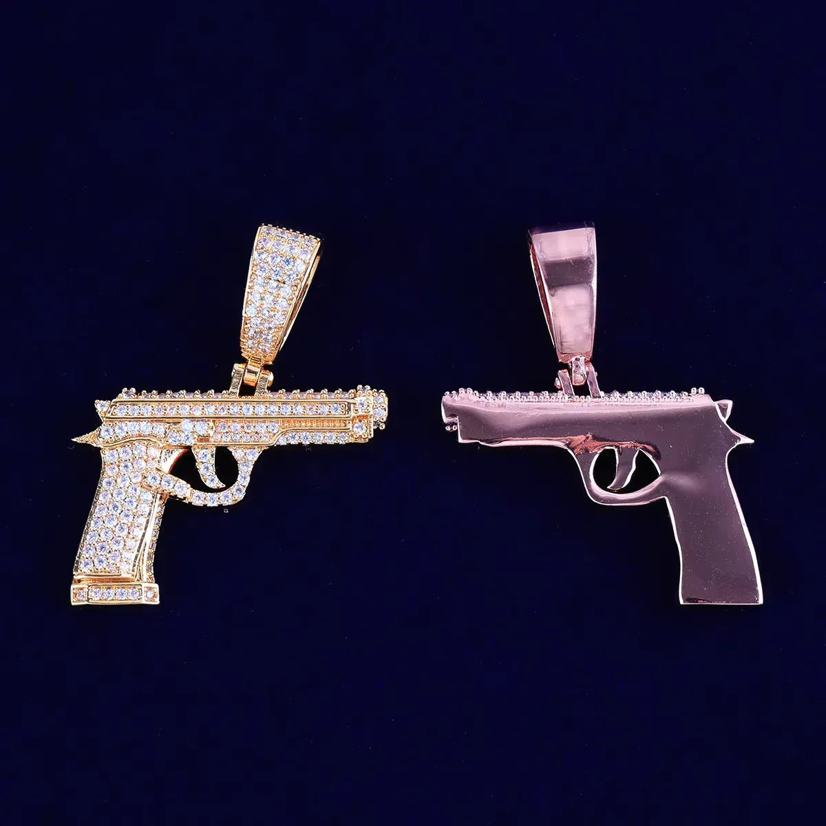 Iced Out Pistol Pendant | Women's "Baddie" Handgun Necklace | Premium Copper CZ Edgy Hip Hop Jewelry | Dangerous Glam Charm | Caratix - CaratixJewelry