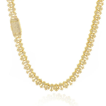 Cross Zircon Necklace with Maple Leaf Chain and Flip Clasp for Women | Caratix Jewelry - CaratixJewelry