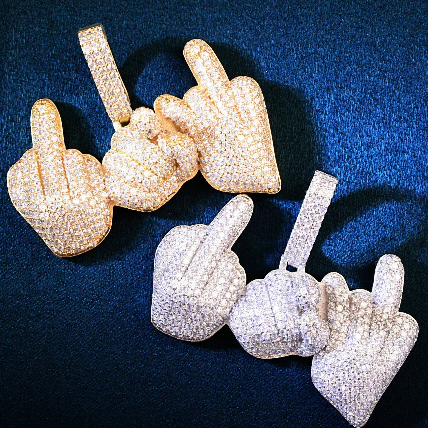 Hand Gesture Pendant Necklace | CZ Iced Out Hip Hop Rapper Streetwear Jewelry - CaratixJewelry