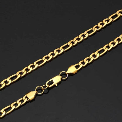 Custom Stainless Steel Figaro Chain Necklace with Box Clasp for Men | Caratix Jewelry - CaratixJewelry