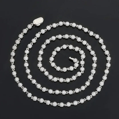 4mm Moissanite Beaded Chain for Men – S925 Sterling Silver High-Quality Custom Luxury Necklace - CaratixJewelry