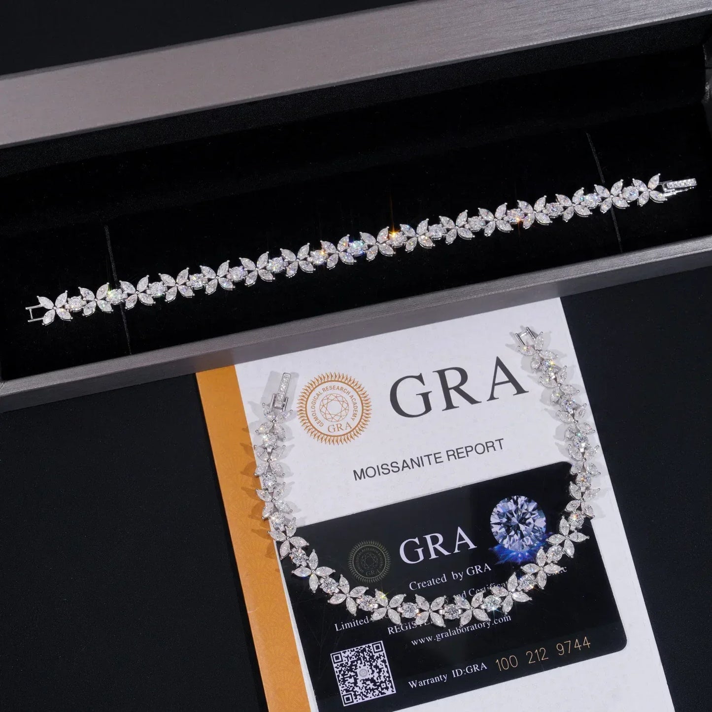 Marquise-Cut Moissanite Bracelet – S925 Sterling Silver Minimalist Iced-Out Unisex Hip Hop Streetwear Jewelry - CaratixJewelry