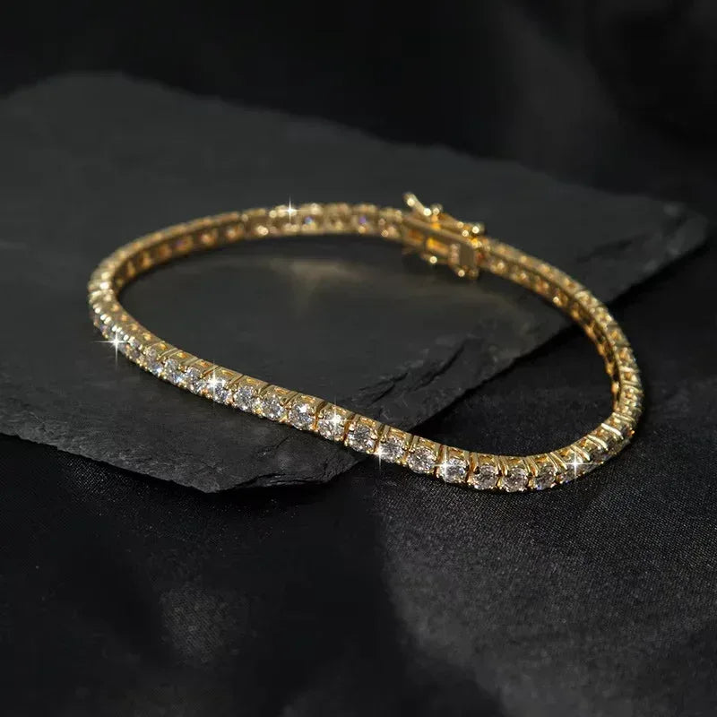 Moissanite Tennis Chain Bracelet/Necklace – 925 Sterling Silver Iced-Out Jewelry in 2mm / 3mm / 4mm / 5mm / 6.5mm Widths - CaratixJewelry