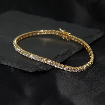 Moissanite Tennis Chain Bracelet/Necklace – 925 Sterling Silver Iced-Out Jewelry in 2mm / 3mm / 4mm / 5mm / 6.5mm Widths - CaratixJewelry