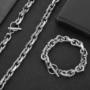 Stainless Steel Cross O Chain Necklace Bracelet Hip Hop Jewelry | Caratix Jewelry - CaratixJewelry