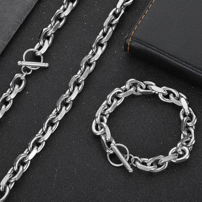 Stainless Steel Cross O Chain Necklace Bracelet Hip Hop Jewelry | Caratix Jewelry - CaratixJewelry