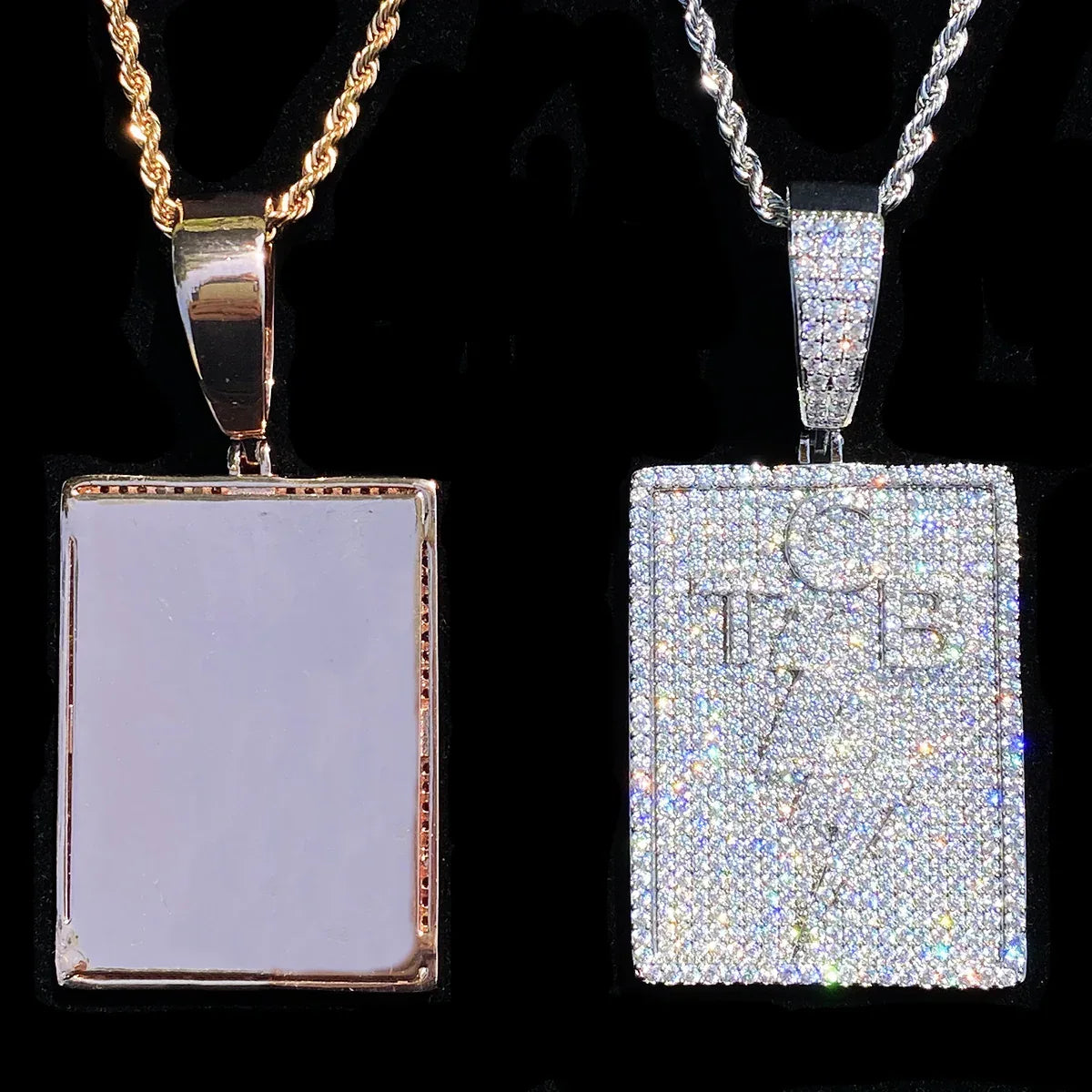 Iced Out TCB Lightning Bolt Dog Tag | Men's "Taking Care of Business" Necklace - CaratixJewelry