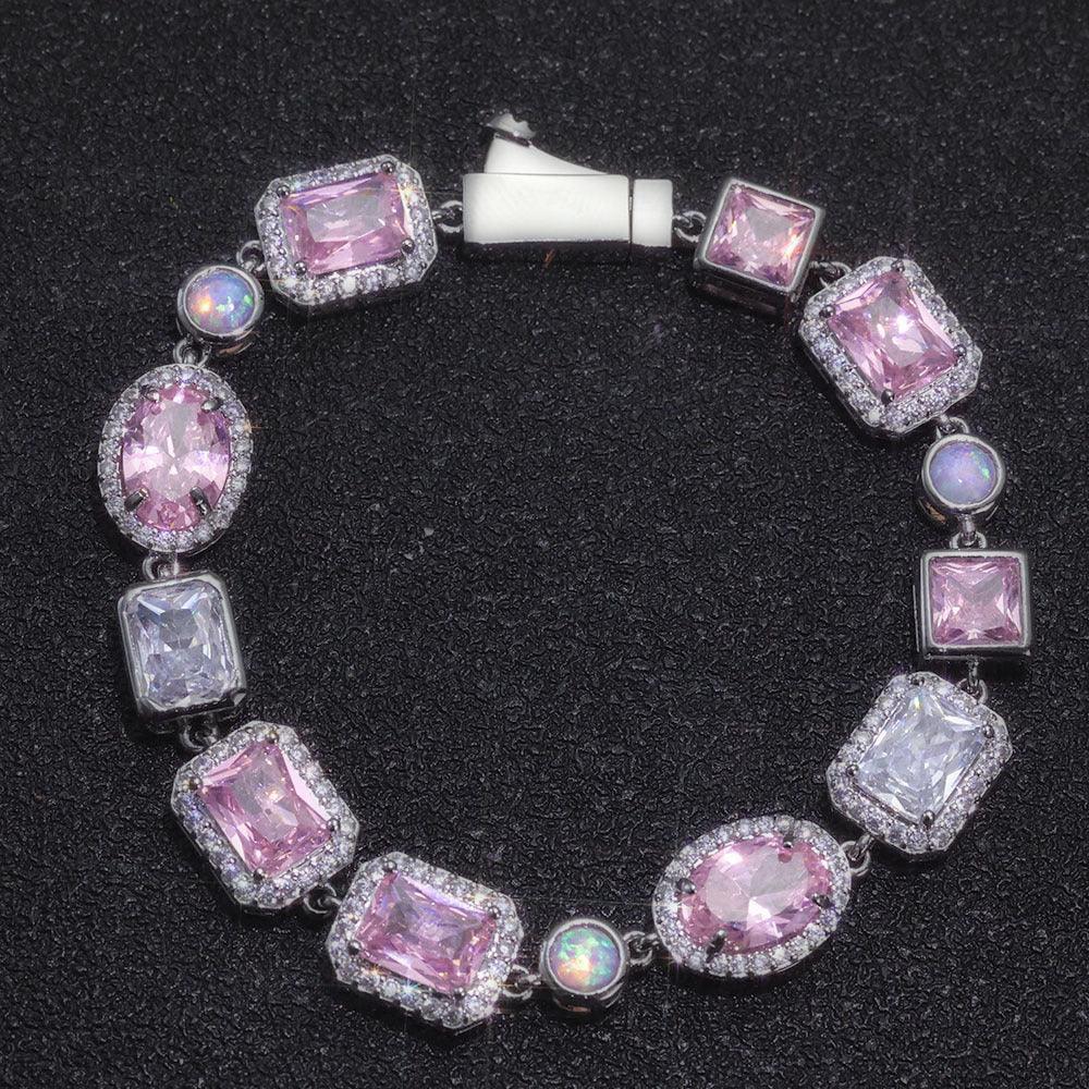 Custom 10mm Pink Zircon & Opal Necklace | Vibrant Rapper Iced Out Chain | Caratix - CaratixJewelry