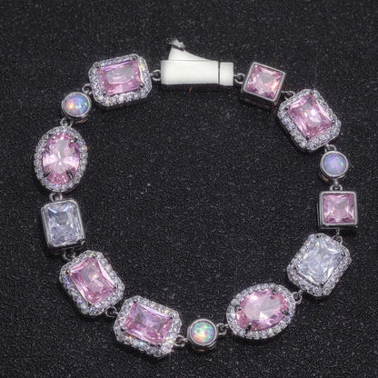 Custom 10mm Pink Zircon & Opal Necklace | Vibrant Rapper Iced Out Chain | Caratix - CaratixJewelry