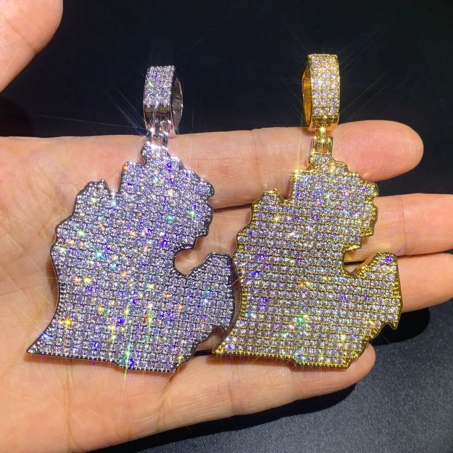 Iced Out North America Map Pendant Necklace – Hip Hop CZ Copper Jewelry - CaratixJewelry