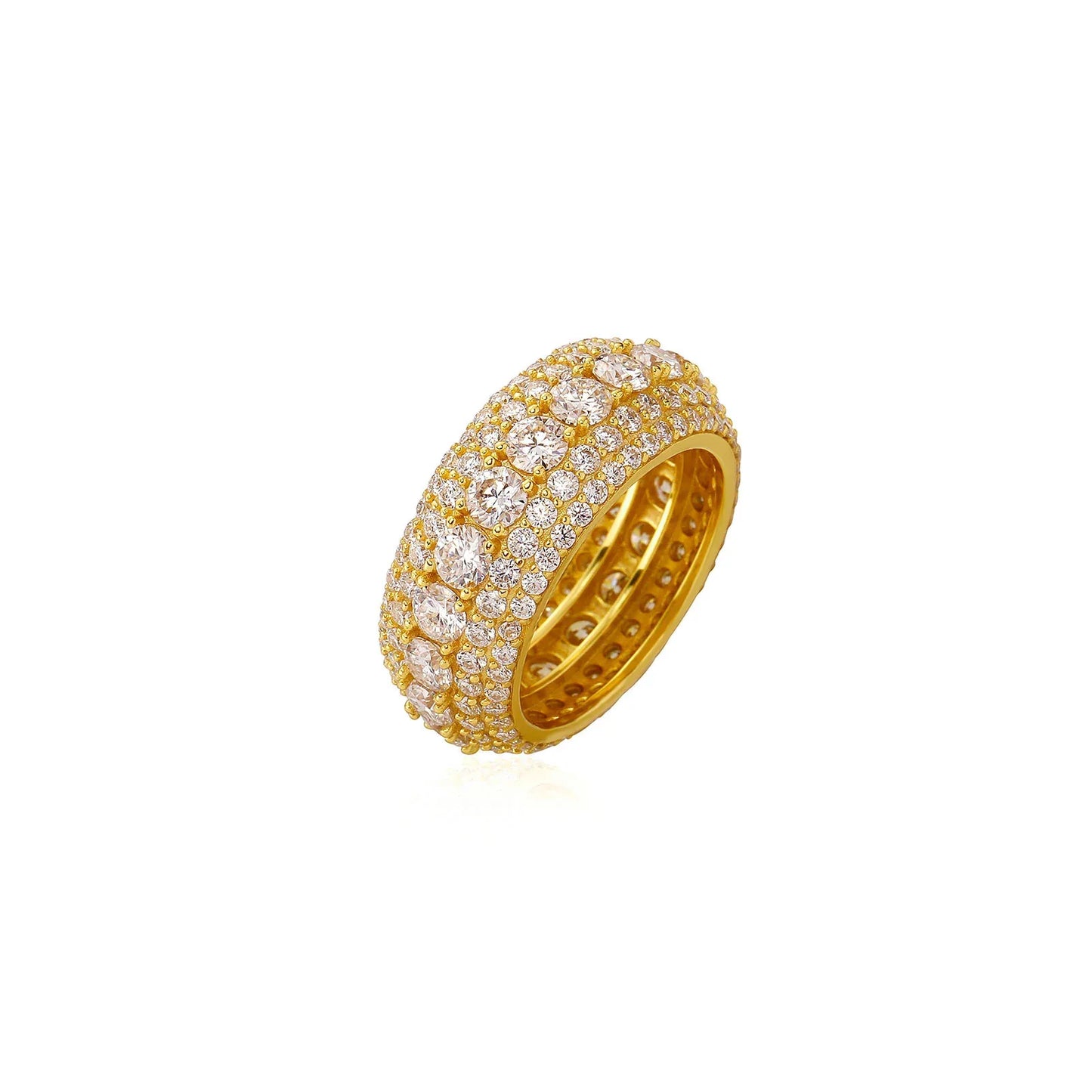 S925 Sterling Silver Moissanite Ring | Men's Iced Out Band Size 7-11 | Caratix