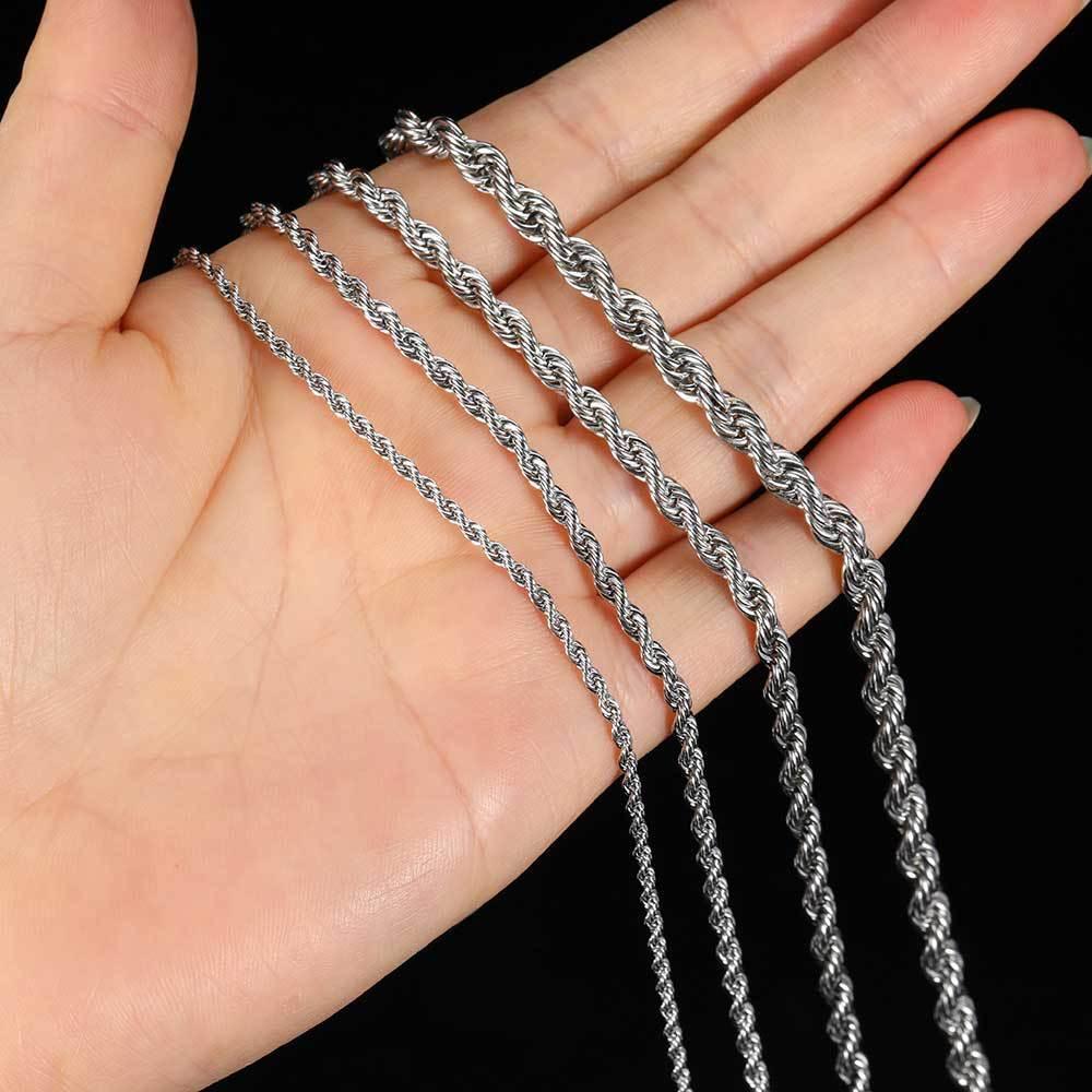 Rope Chain Necklace Titanium Gold Tone Hip Hop Jewelry | Caratix - CaratixJewelry