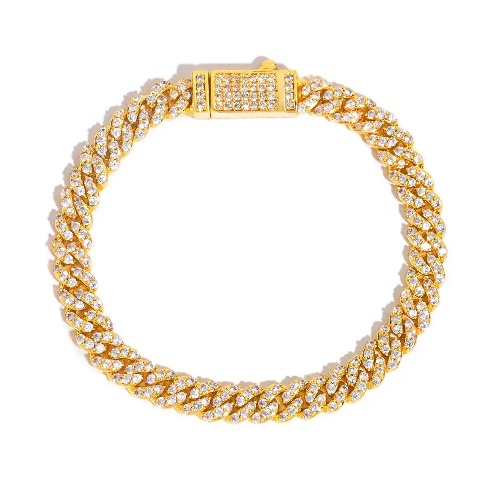 Custom 6mm Single-Row Iced Cuban Bracelet | Rapper Iced Out Chain - CaratixJewelry