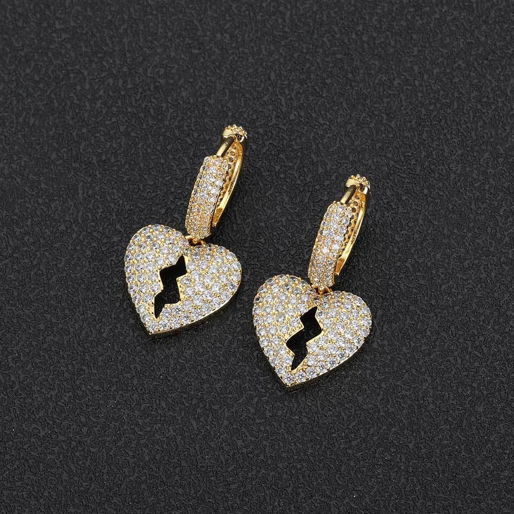 DIY Heartbreak Earrings with Micro-Pave Zircon Stones for Men | Trendy Hip Hop Jewelry | Caratix Jewelry - CaratixJewelry
