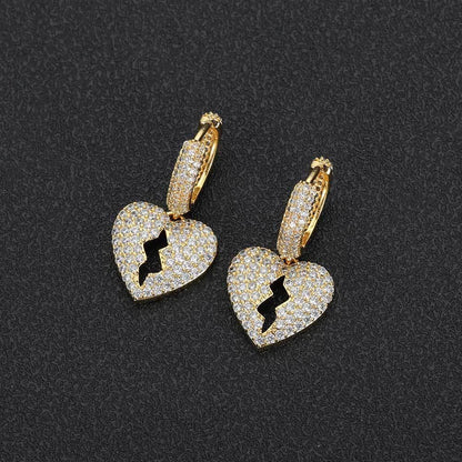 DIY Heartbreak Earrings with Micro-Pave Zircon Stones for Men | Trendy Hip Hop Jewelry | Caratix Jewelry - CaratixJewelry