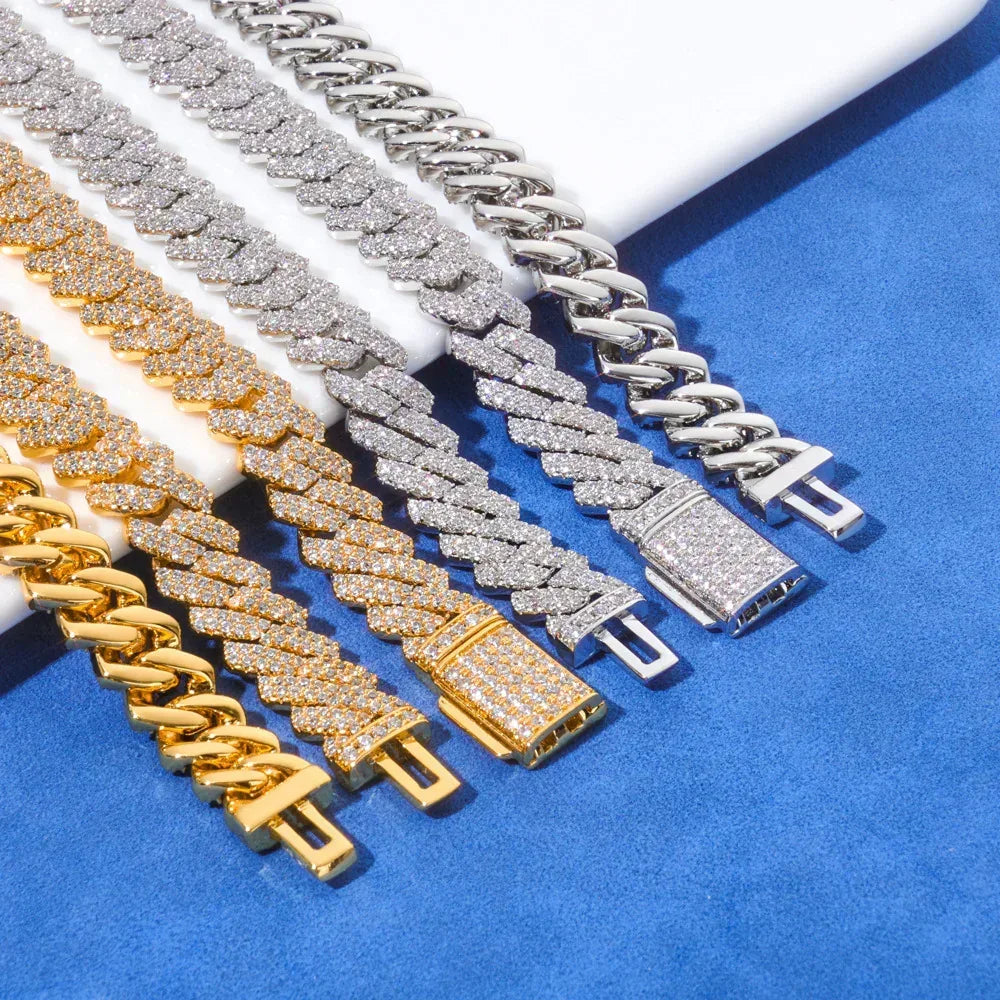 Custom 8mm Rhombus Double-Row Cuban Bracelet - CaratixJewelry