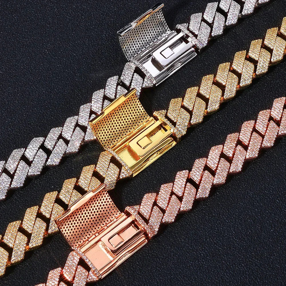 15mm Four Row Iced-Out Cuban Link Bracelet - CaratixJewelry