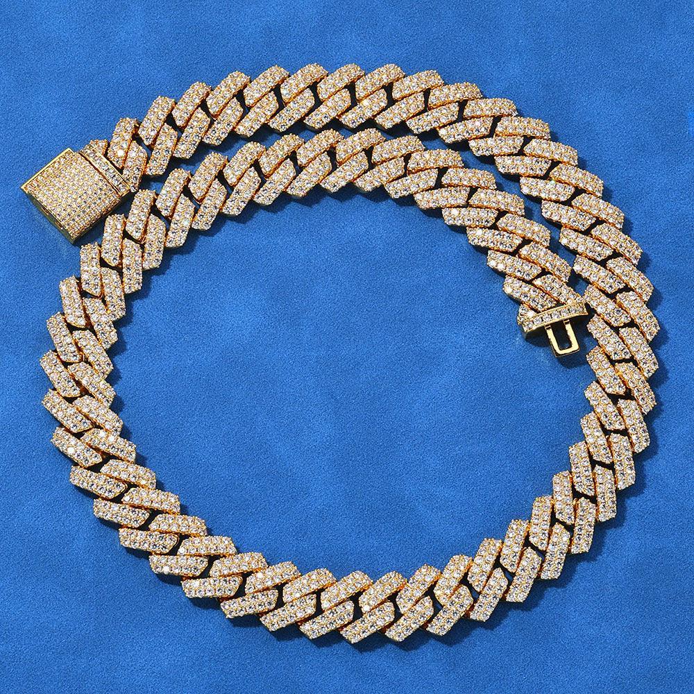 14mm Iced Out Cut Cuban Chain Necklace Double Row Zircon - CaratixJewelry